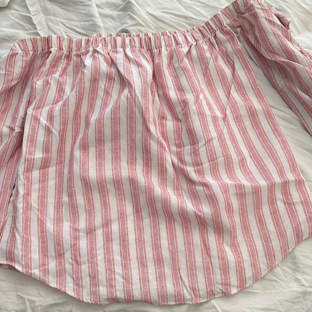 Vava by Joy Han Blush and White Striped Off-Shoulder Blouse